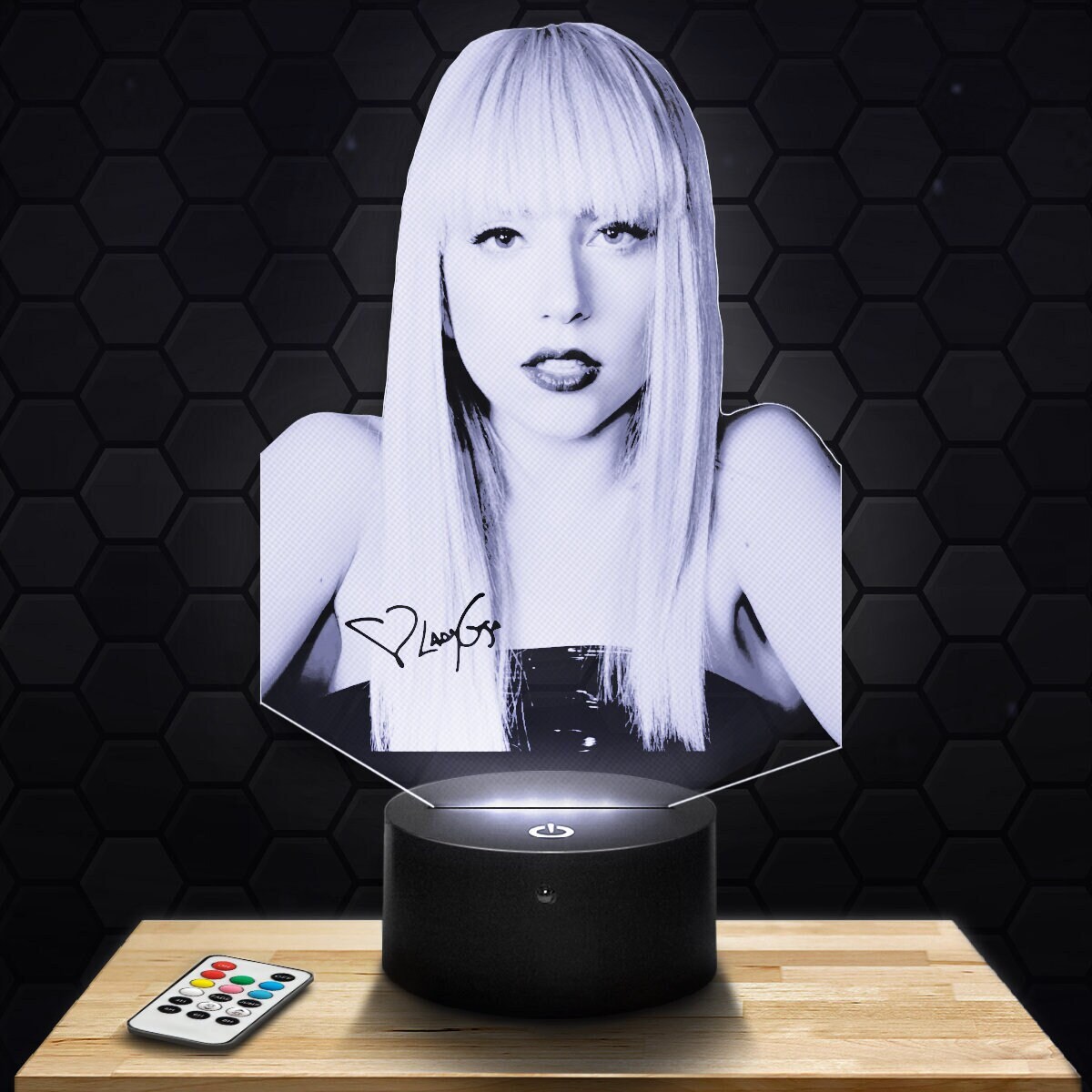 Lampe Led 3D - Lady Gaga Chanteuse Express 24H Par Gravure Laser, Cadeau Fête Des Mères, Pères, Anni