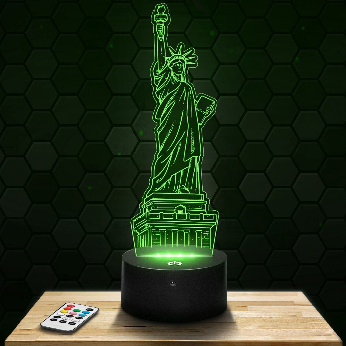 Lampe Led 3D - Statue de La Liberté Express 24H Par Gravure Laser, Cadeau Fête Des Mères, Pères, Ann