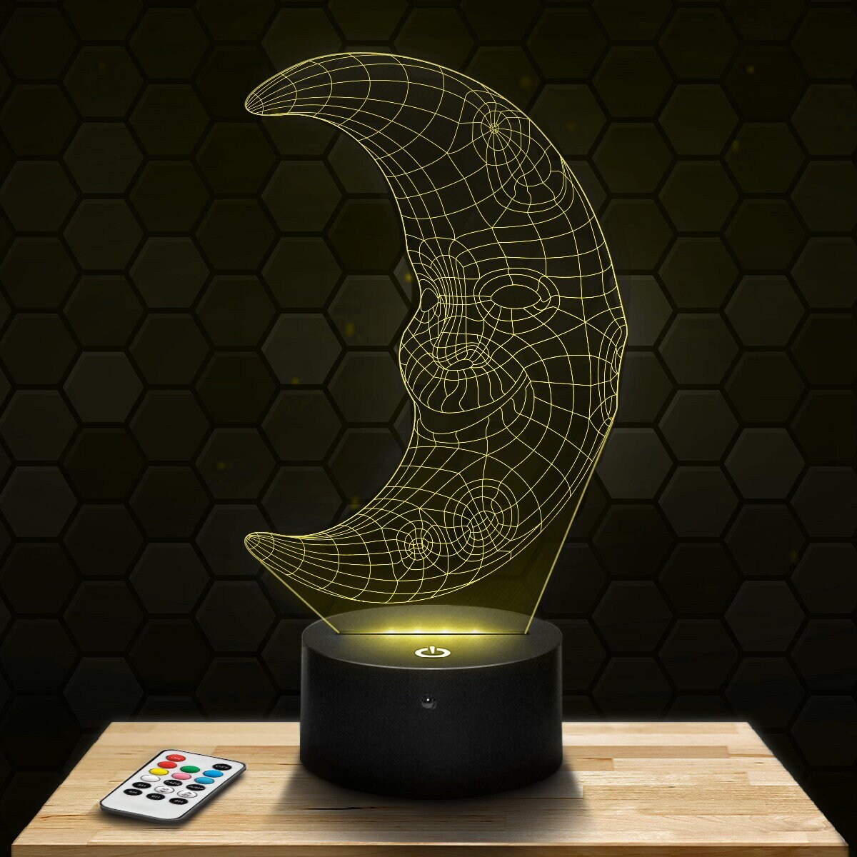 Lampe Led 3D - Lune, Moon, Lunaire, Astre Express 24H Par Gravure Laser, Cadeau Fête Des Mères, Père