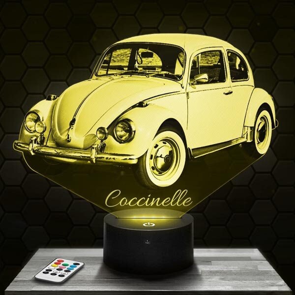 Lampe Led 3D - Volkswagen Coccinelle Express 24H Par Gravure Laser, Cadeau Fête Des Mères, Pères, An