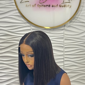 10 Inch Black Human Hair Bob Wig: Glueless 2*6 Lace Front