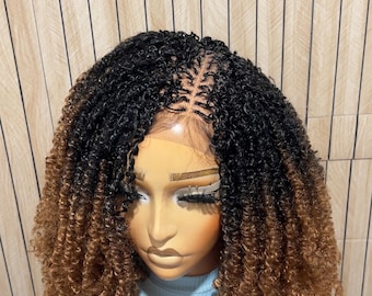 Spring Twist Wig 16 inches 1b Brown Braided Wig | 6*6 Lace Front Braids.