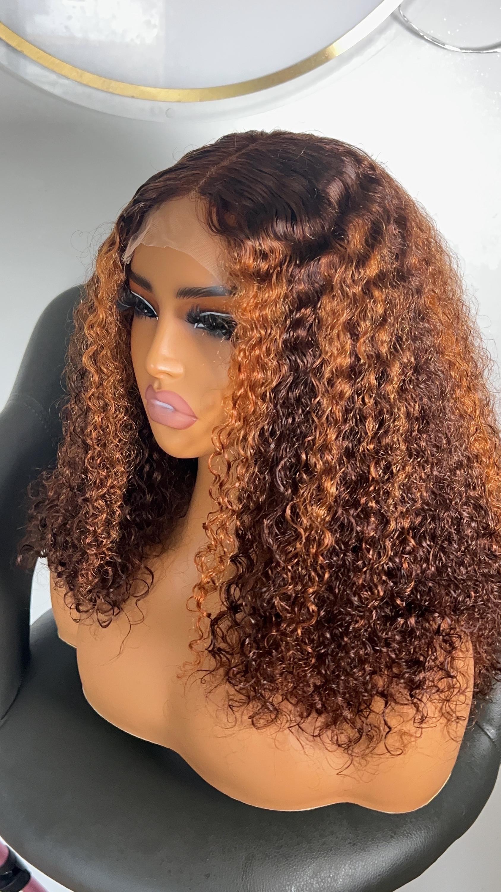 ?MEVINAH 16” DARK BLONDE CURLY LACE FRONT WIG? Amazon.com : MITIMES Honey Blonde Lace Front Wig Glueless  main image 3