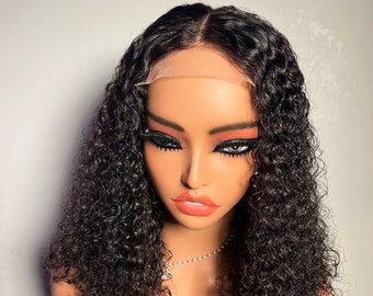 Rena Unit Deep waves curly wig, human hair,Nutural/Black curly wig, closure lace wig, long wig, Deep waves, SDD wig, curly wig, women wig.