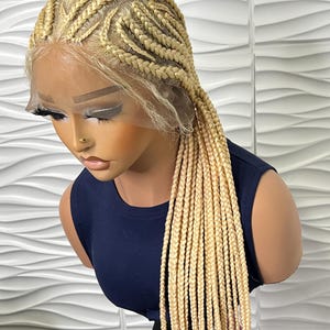 Ready to ship Braided wig, Full Lace Blonde Braided wig, Fulani Tribal braids, Cornrow Braided Wigs For Black Women.