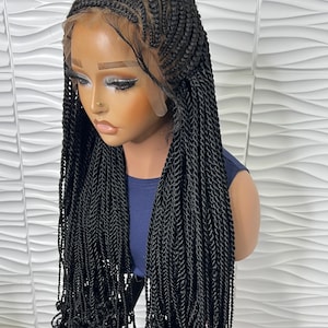 Cornrows Senegalese Twist geflochtene Perücke, schwarze geflochtene Perücke, zwei Stränge Twist, lockige Spitzenzöpfe, Perücken für schwarze Frauen.