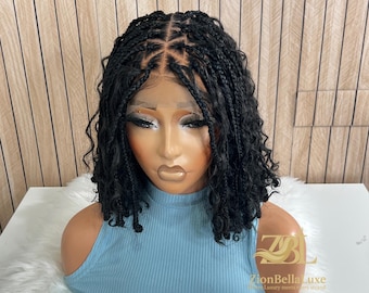 Ready to ship Goddess Boho Braided wigs | 12” Triangle Parts Knotted Tips Full Lace