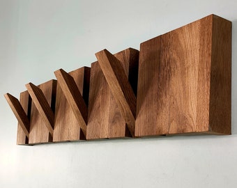 Wooden piano wall fumed oak hanger, Wooden wall coat rack, Flip down coat rack, Coat rack wall mount, Oak wood rack, Wall mounted organizer
