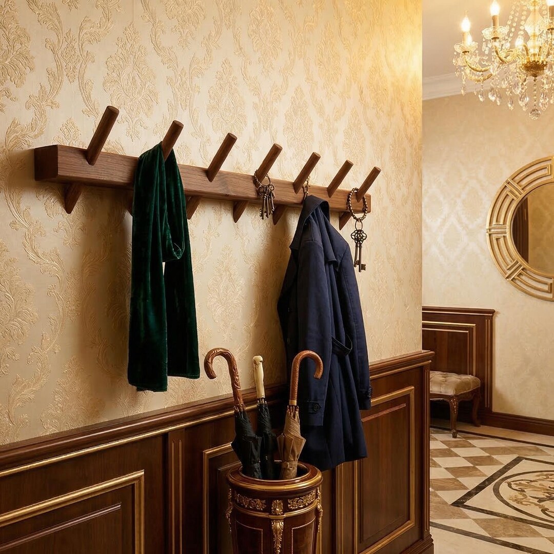 Wall Covering Rack Wall Coat Rack/ Coat Rack/ Oak Wall Hanger/ Clothing Oak Wall Rack With ...