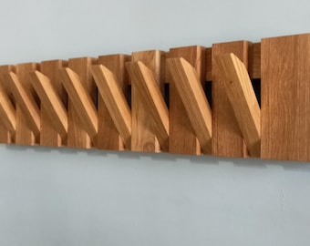 Piano wall oak coat rack, Wooden wall hanger, Flip down wall coat rack, Coat rack wall mount, Oak wood rack, Wall mounted organizer