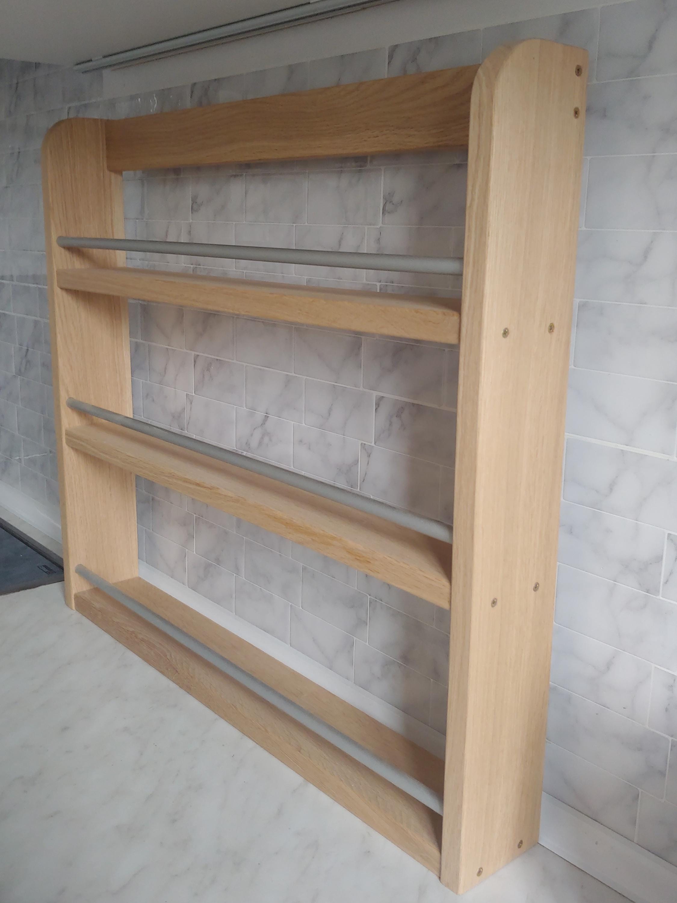 Wooden Spice Rack With Aluminium Rails, Spice Holder, Spice Organizer ...