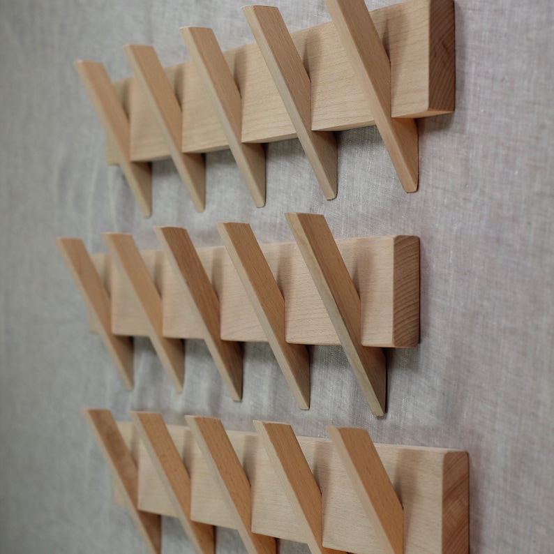 Wall Mount Coat Rack/ Modern Rack With 45678 Hooks/ Beech Etsy