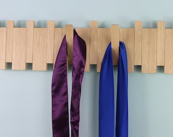 Modern piano wall oak coat rack, Wooden wall hanger, Flip down wall coat rack, Coat rack wall mount, Oak wood rack, Wall mounted organizer