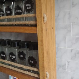 Spice Rack Railing Spice Rack Wooden With Rope Rails, Spice Holder, Spice Organizer ...