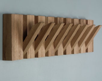 Piano wall oak coat rack, Wooden wall hanger, Flip down wall coat rack, Coat rack wall mount, Oak wood rack, Wall mounted organizer