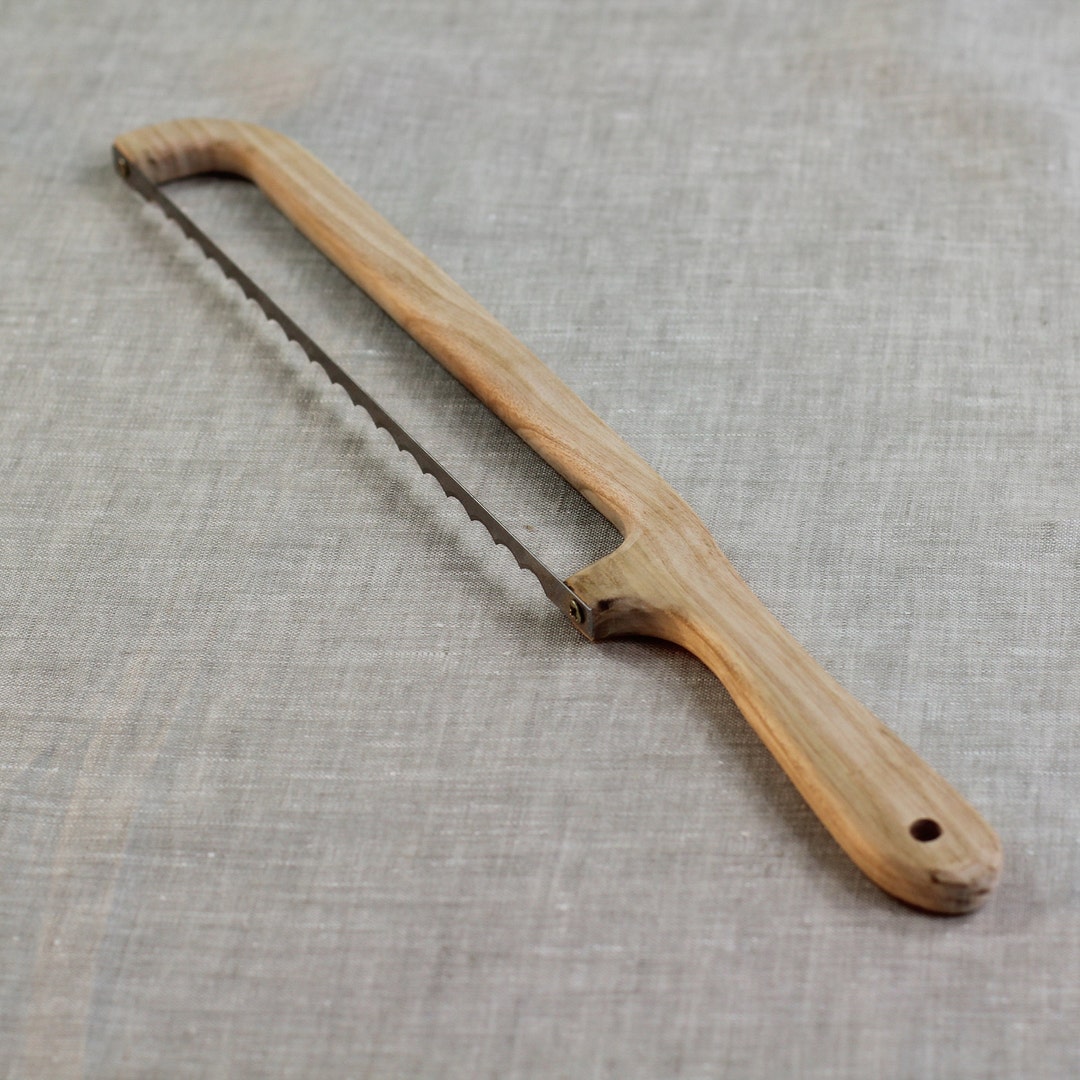 Bread Bow Knife With Additional Blade, Original Oak Wood Bow Bread