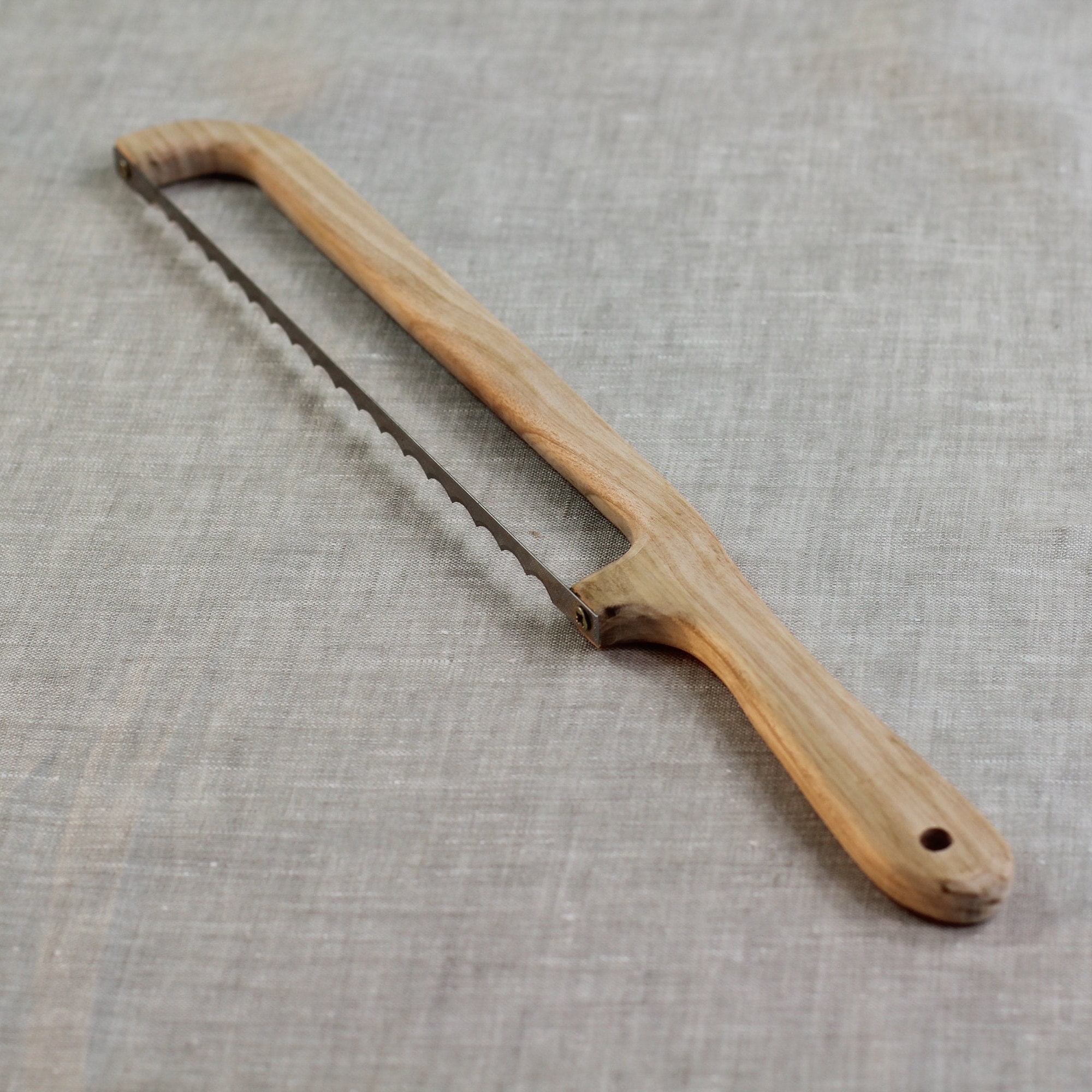 Bread Bow Knife With Additional Blade, Original Oak Wood Bow Bread