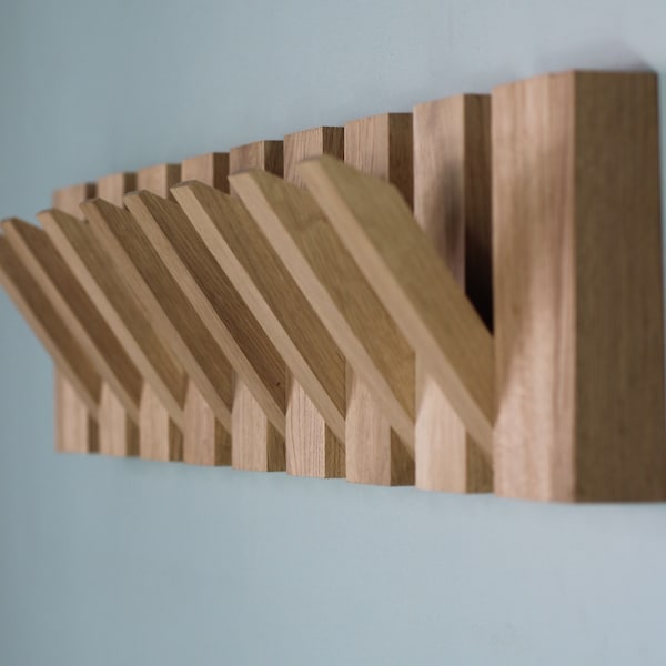 Klavier Wand Eiche Kleiderstange, Holz Wandhänger, Klappgarderobe, Garderobe Wandhalterung, Eichenholzgestell, an der Wand montierter Organisator