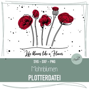 Plotterdatei Mohnblumen - SVG, DXF, PNG und Pdf Datei