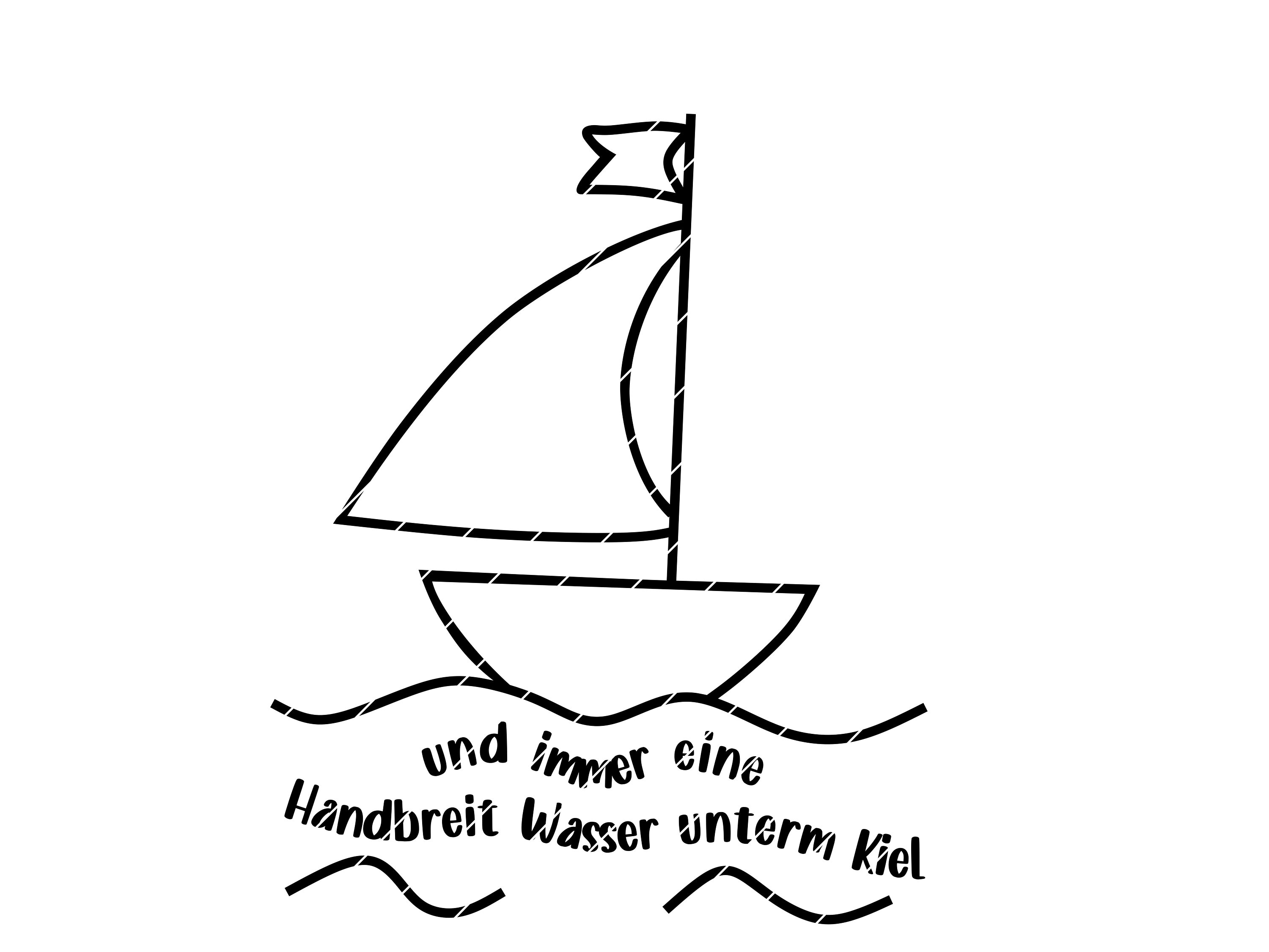 Eine Handbreit Wasser Unterm Kiel Text Maritimer Plott, Segelboot Plotterdatei, Immer eine Handbreit Wasser