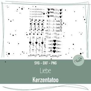 PDF template for candle tattoo Valentine&#39;s Day - Heart - Love - Beloved/ Candle sticker/ Template water slide film/ Candle film/ Candles wedding