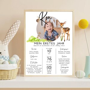 Geburtstagsposter Reh | Erster Geburtstag | Kinderzimmerdekoration | Wald