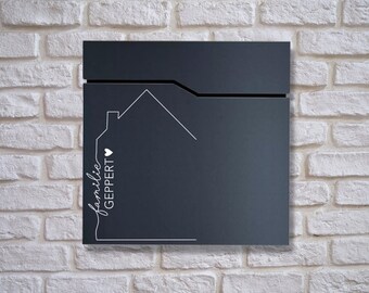Briefkastenaufkleber Haus mit Familiennamen| Aufkleber | Vinyl