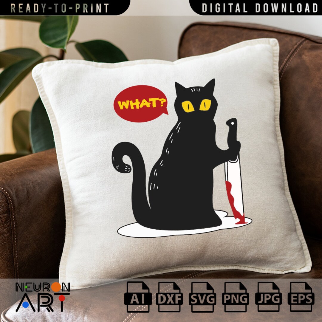 Murderous Black Cat With Knife SVG Funny Cat Lover Gift Cat Etsy