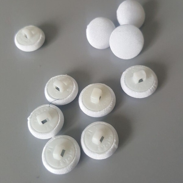 Boutons RECOUVERTS DE COTON BLANC - 10 mm Tapisserie d'ameublement mercerie artisanale