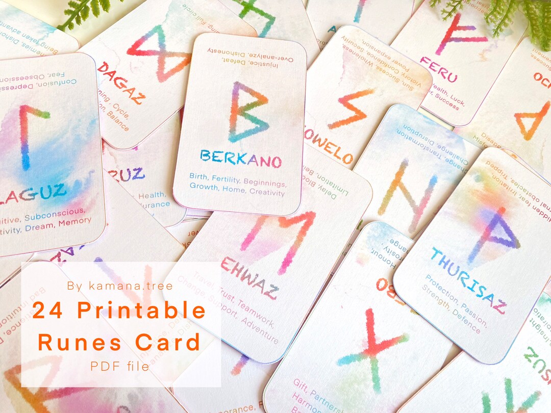 Rune Deck printable Rune Cards Rune Set Oracle Deckoracle Cards Elder Futhark Viking Runes