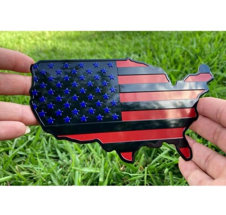 USA Metal Map Color Flag Emblem for Cars Trucks Black Blue Etsy