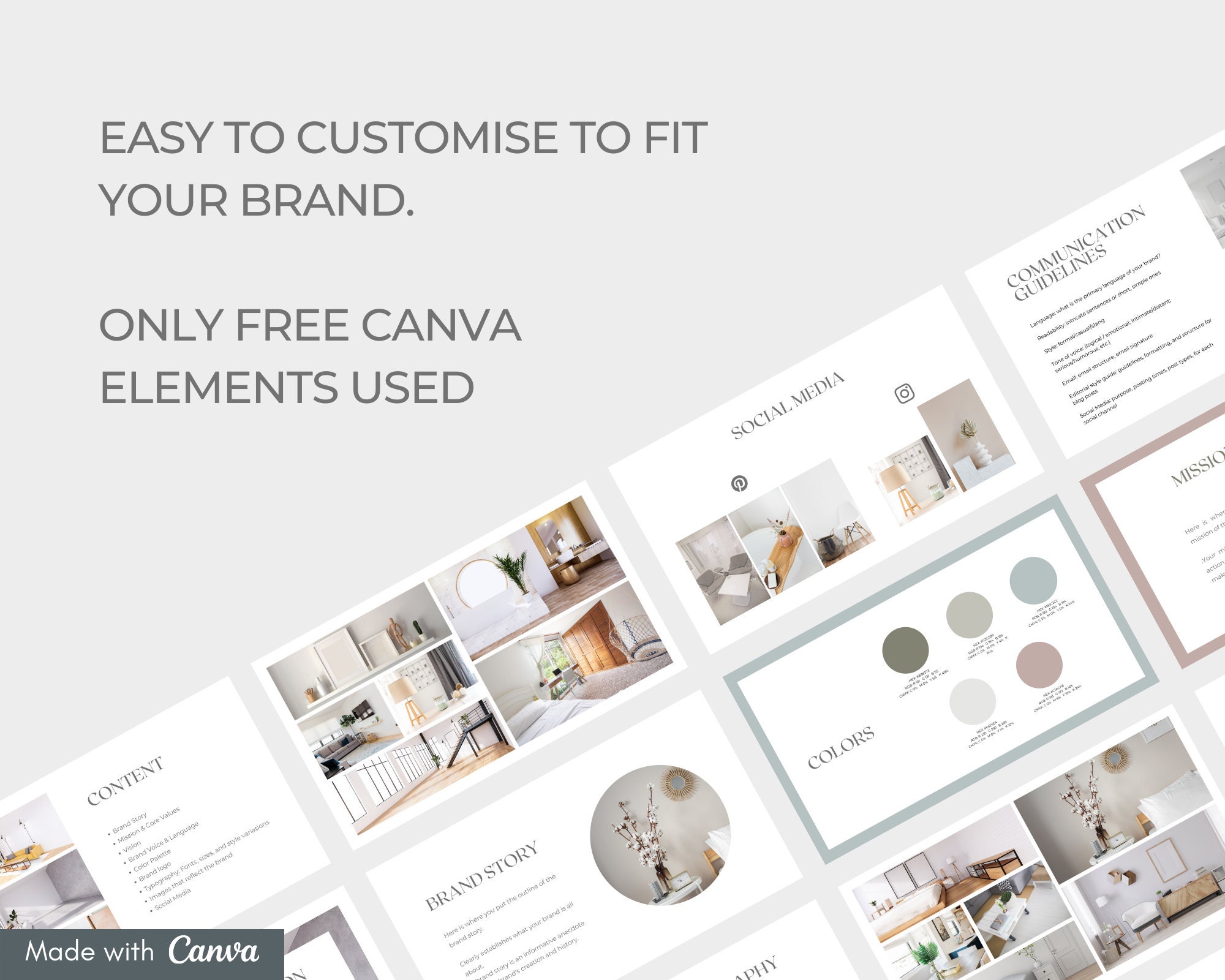 Brand Book Editable Canva Template | Visual Identity Guidelines | Brand ...