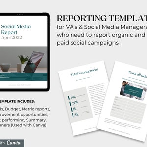 Social Media Analytics Report 2024⎮Canva Template ⎮ Editable Campaign Report