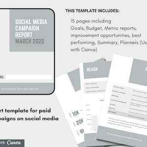 Social Media Campaign Report Template 2024 | Canva Editable | Social Media Marketing Strategy Template | Social Media Planner