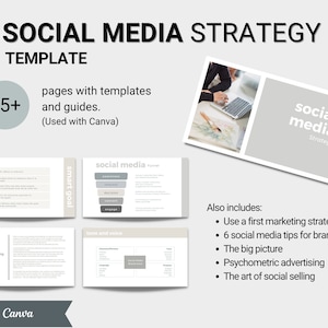 Strategy Template for Social Media | Social Media Marketing Template | Canva Customisable Strategy Template | Digital Marketing Strategy