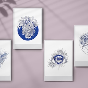 4 jeux de cartes de vœux vierges, œuvre d’art de yoga de méditation spirituelle, image d’autel, pensée consciente de votre cadeau, toute occasion, inspirée de la nature