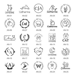 75 Design Disponibili - Timbri in Argilla con Logo Personalizzato - Disegni di Animali e Piante - Regali per la Mamma - Regali per Artisti della Ceramica - Regali per il Papà