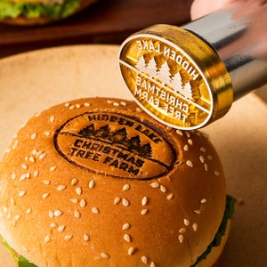 Custom Burger Stamp, Branding Iron For Burger, Electric Iron For Wood, Burger Brand Iron Custom, Custom Restaurant Logo Stamps, Custom Stamp