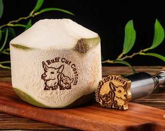 Custom Coconut Branding Iron, Custom Coconut Stamp, Branded Wedding Logo Coconuts, Food Branding Iron, Personalized Stamps For Coconut