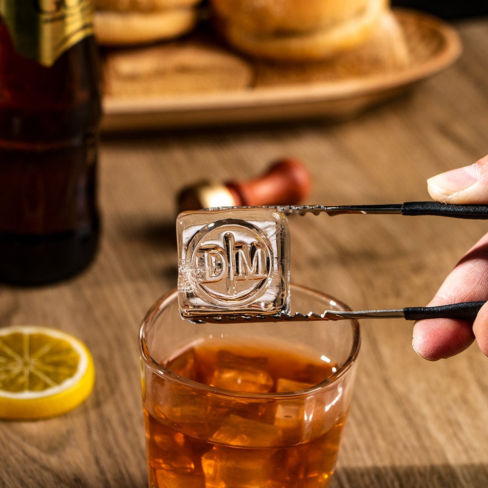 INFUNLY Honeycomb Ice Cube Stamp - Brass Head With Wooden Handle For DIY Cocktail & Drink Decorating