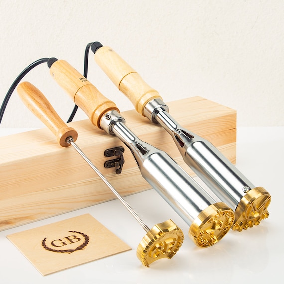 OLYCRAFT Custom Branding Iron Stamp - 1.2" Brass Head With Wood Handle For Wood & Leather