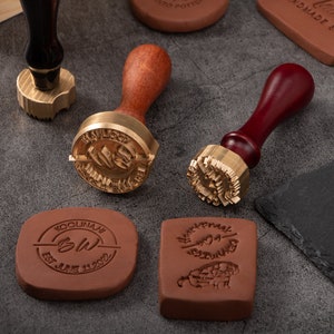 Timbro in ceramica personalizzato, timbro in ottone ceramico personalizzato, timbro personalizzato, timbro per argilla, timbro con logo aziendale, stampo per timbri in ottone