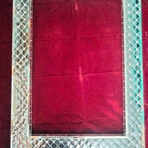 Handcrafted Glass inlay mirror thikri frames for home decor |  Luxury Mother of Pearl Mirror Frame | Artisanal Bone Inlaid Photo Frame