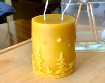 Christmas candle Candle with winter motifs Christmas candle  Candle with two wicks Christmas tree