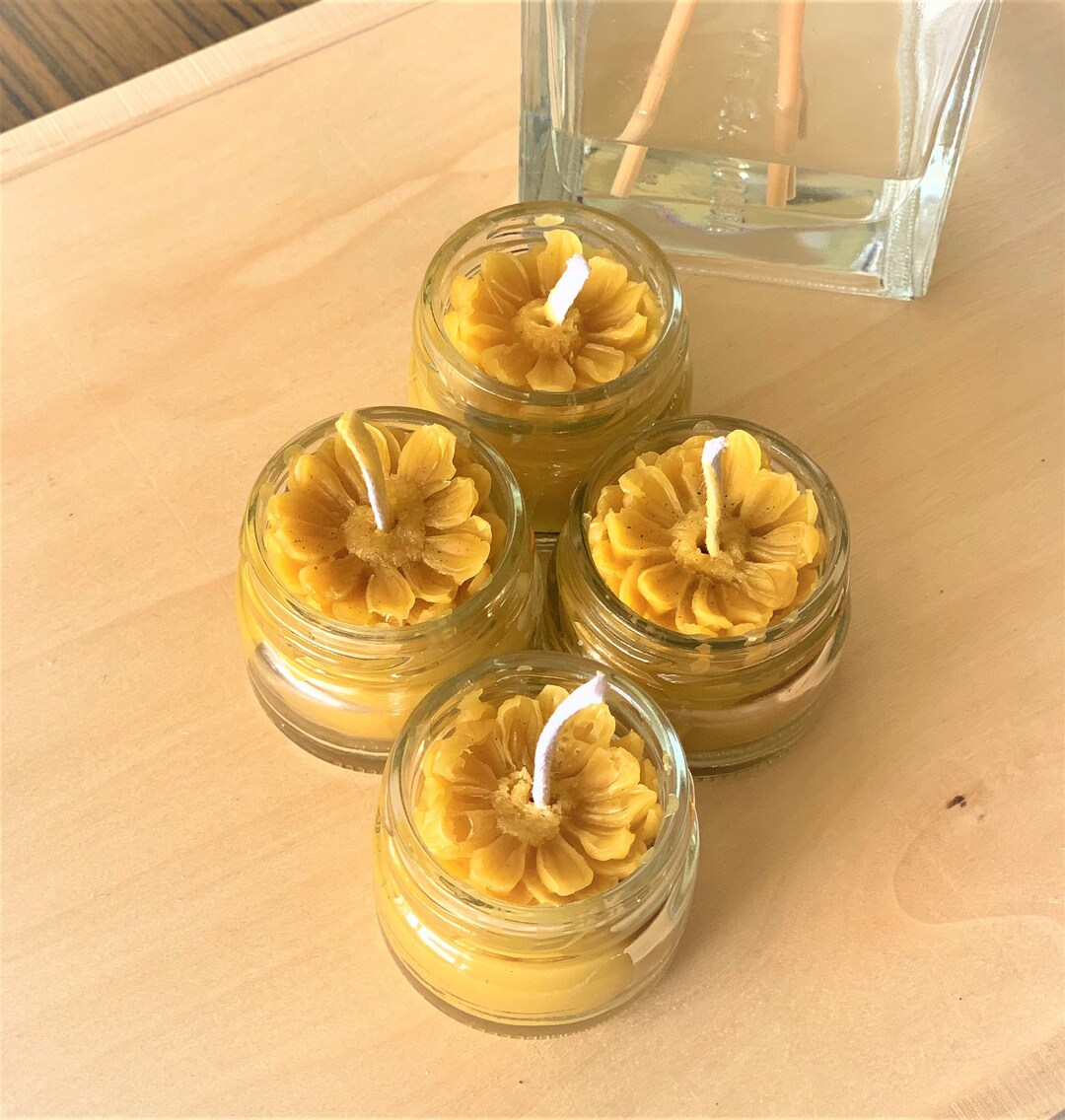 Pure Beeswax Container Candles Natural Beeswax Candle 4 Candles in a Jar Candles as a Gift