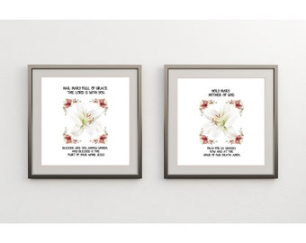 Printable Hail Mary Prayer Digital Print, Hail Mary Prayer Print, Catholic Wall Art, Christian Art, Catholic Hail , Blessed Virgin Mary