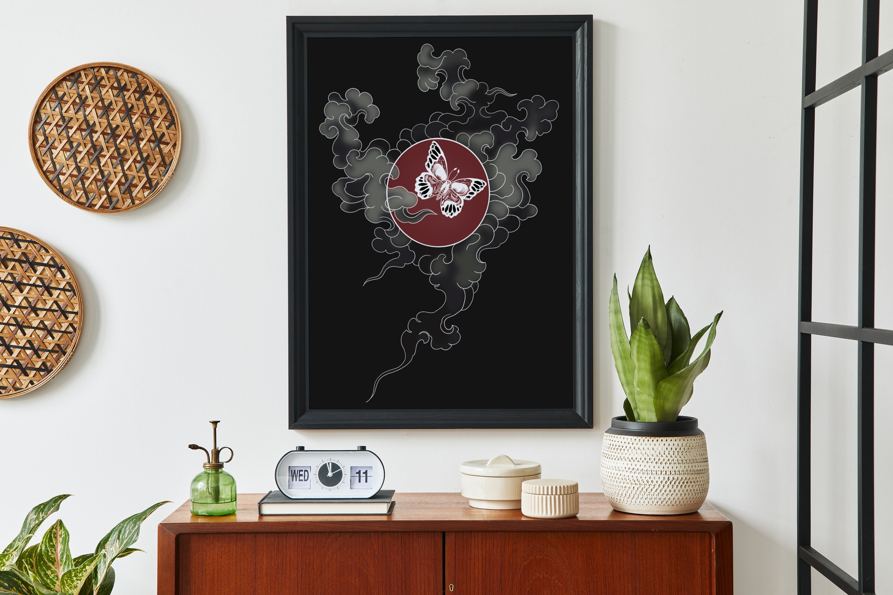 Affiche Papillon Inspiration Japonaise