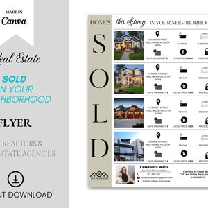 Folheto de marketing imobiliário Marketing imobiliário Modelo de imóveis vendidos Canva Folheto de agência imobiliária Folheto de imóveis vendidos para impressão