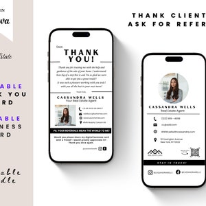 Realtor Thank You Digital Card & Digital Business Card with QR code Referrals Template Canva Real Estate Marketing Textable Referral Bundle