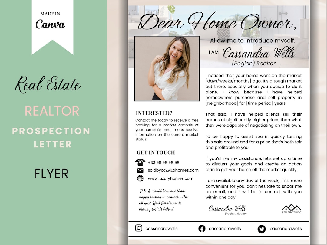 Realtor Expired Listing Prospection Letter Real Estate Marketing